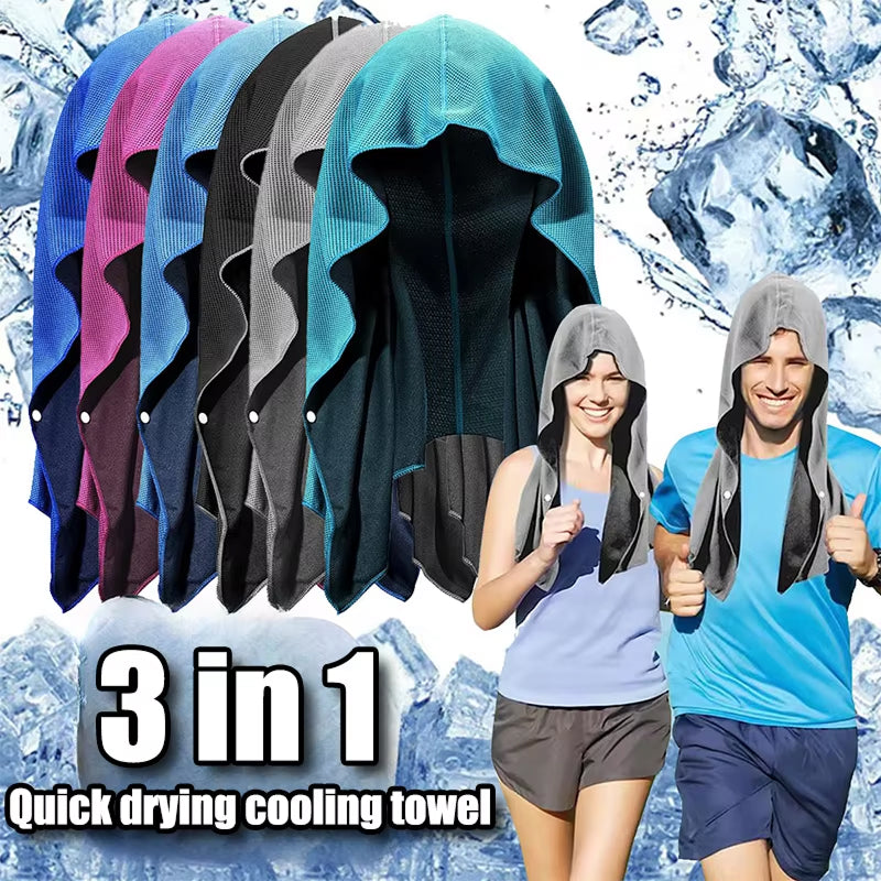 DryColix Hooded Cooling Towel with 40+ UV Protection