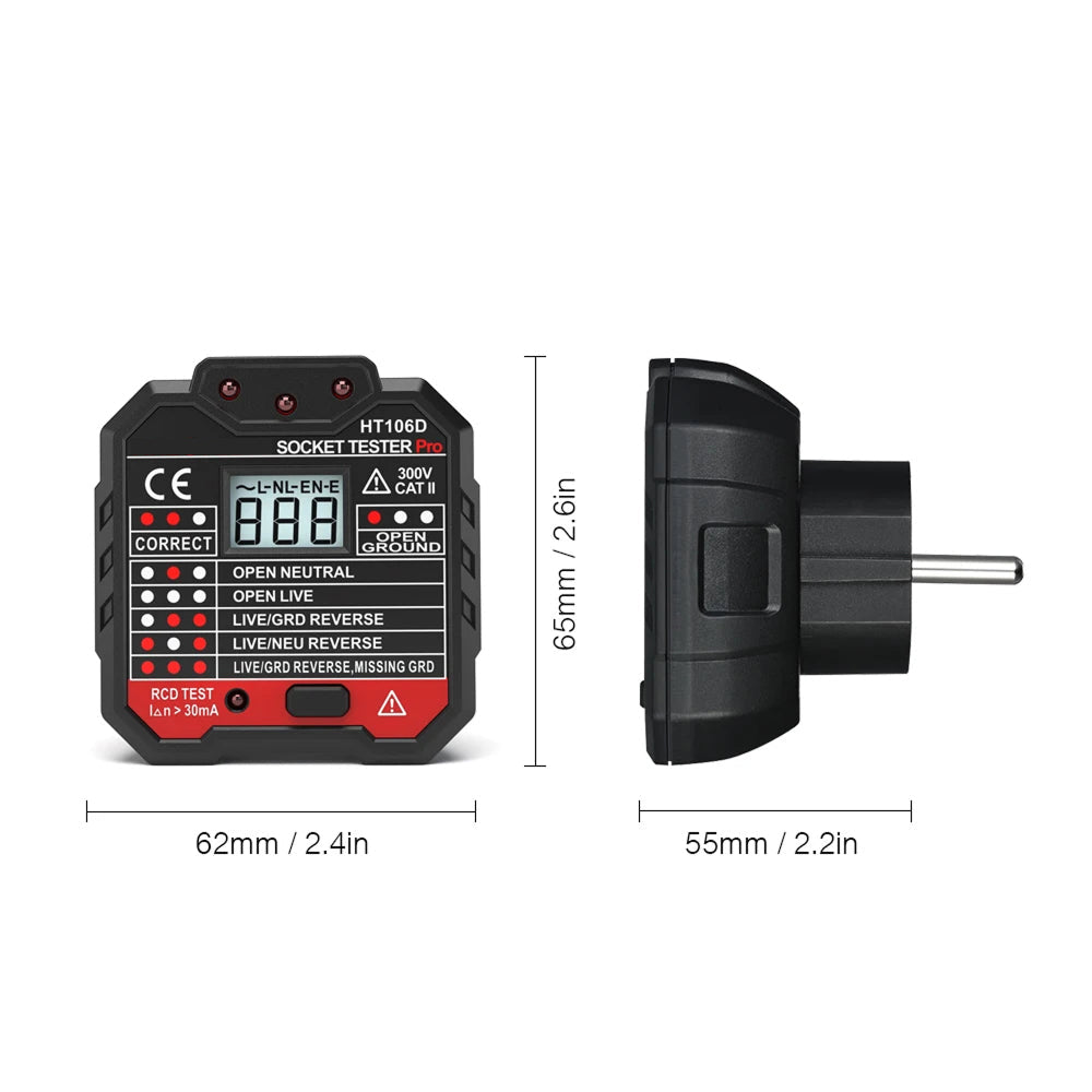 EltaNoci Digital Socket Tester with RCD Test and LCD Voltage Display