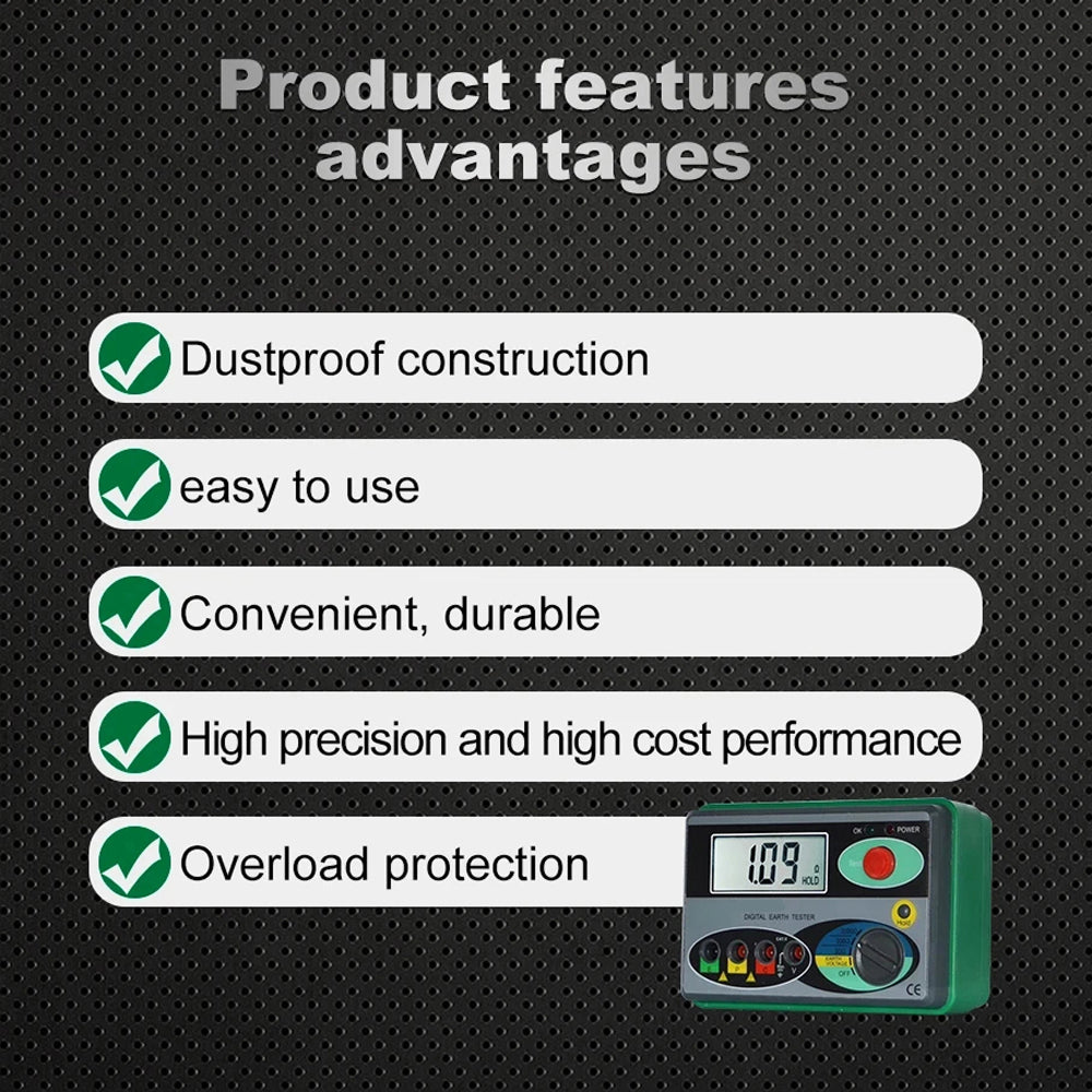 EthixLovi Earth Ground Resistance Tester - 2000 Ohm Range
