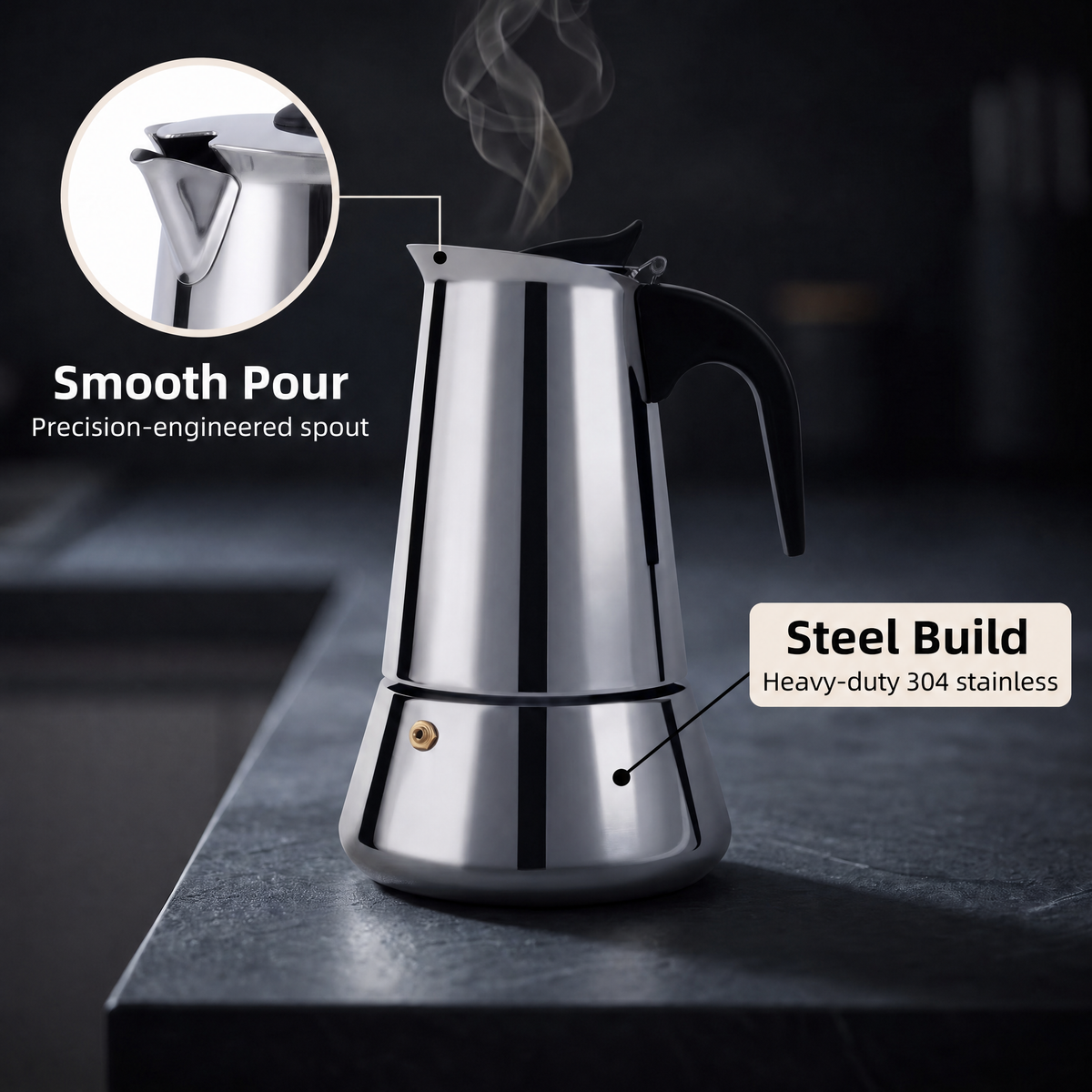 CipeFrot Stainless Steel Stovetop Moka Pot Percolator