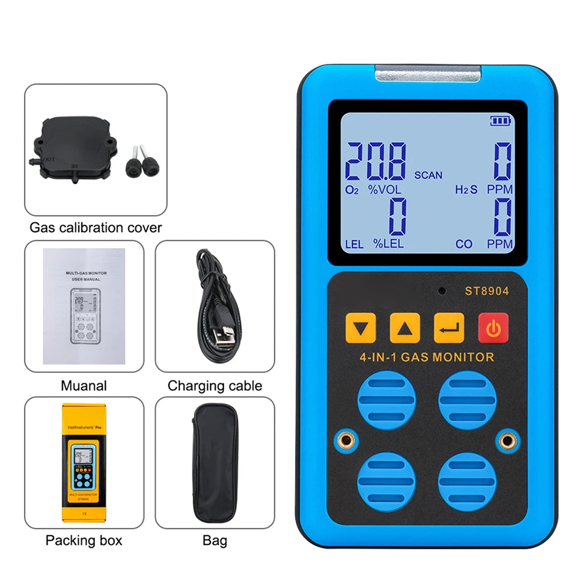FainDicle 4-in-1 Multi-Gas Analyzer with Rechargeable Battery