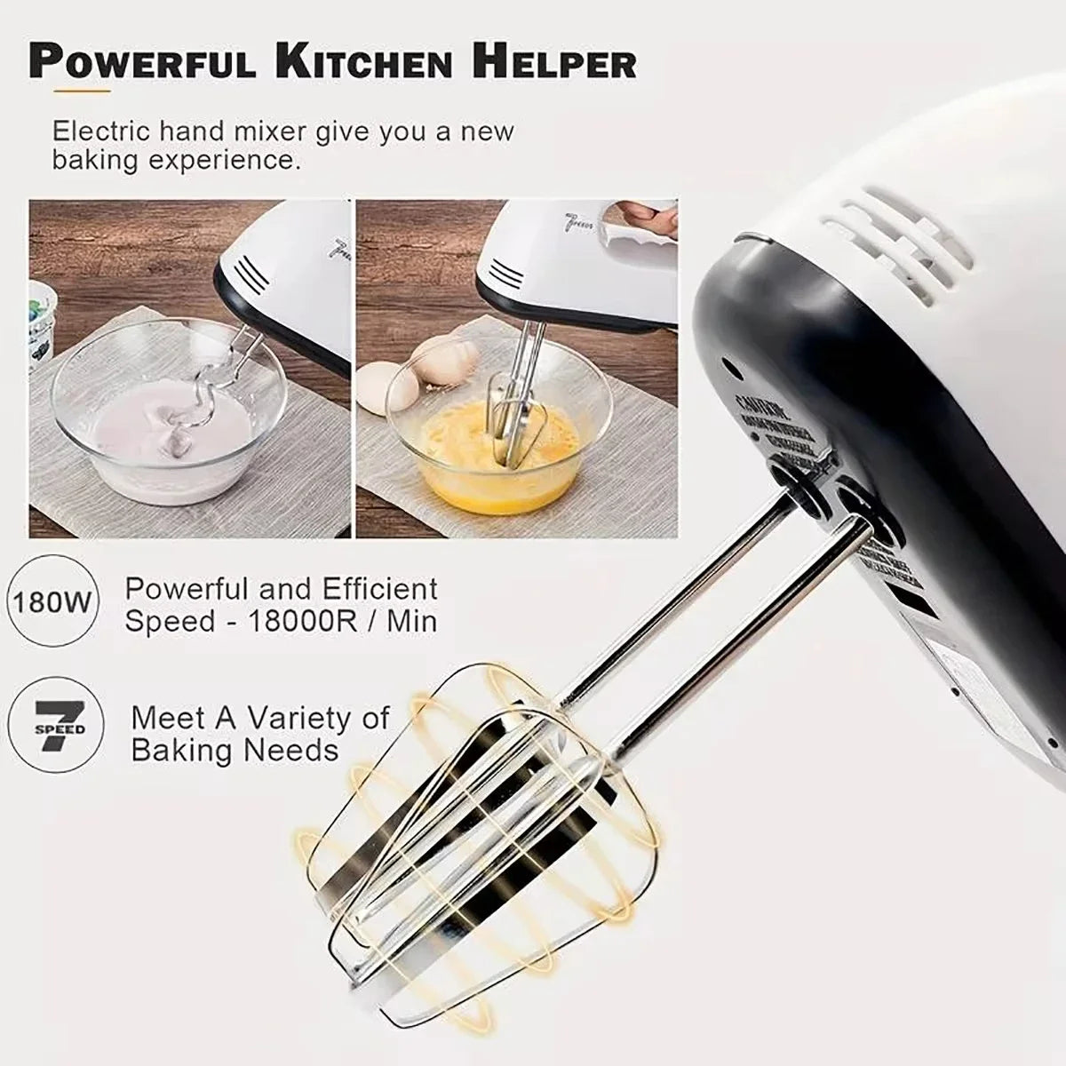 FilkMoss 7-Speed Electric Handheld Egg Beater & Mixer