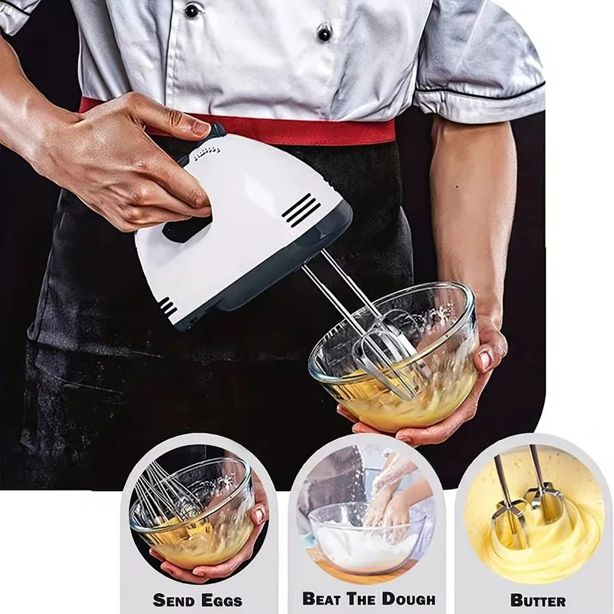 FilkMoss 7-Speed Electric Handheld Egg Beater & Mixer