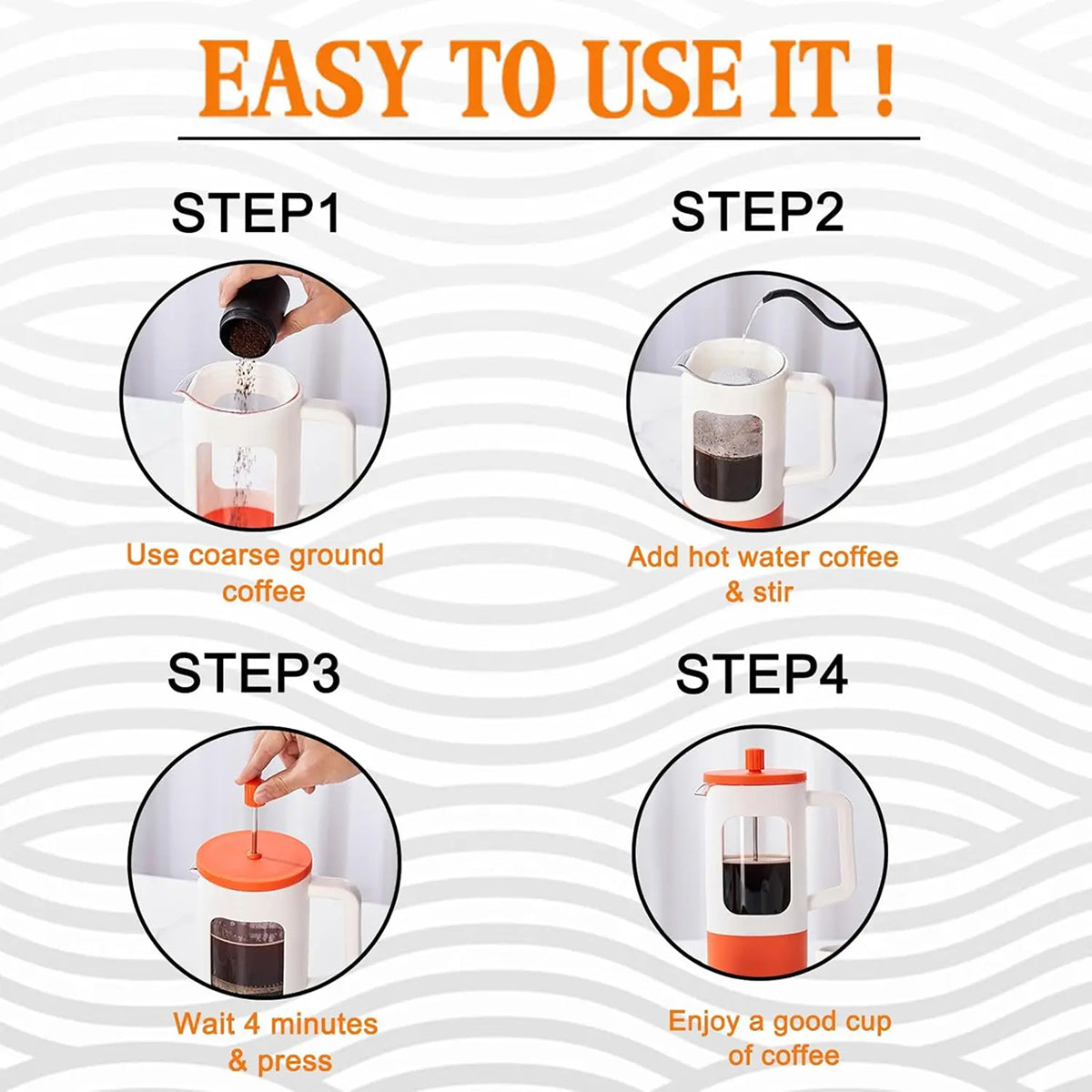 Fillodant French Coffee Press | 4-Level Filtration Glass Maker