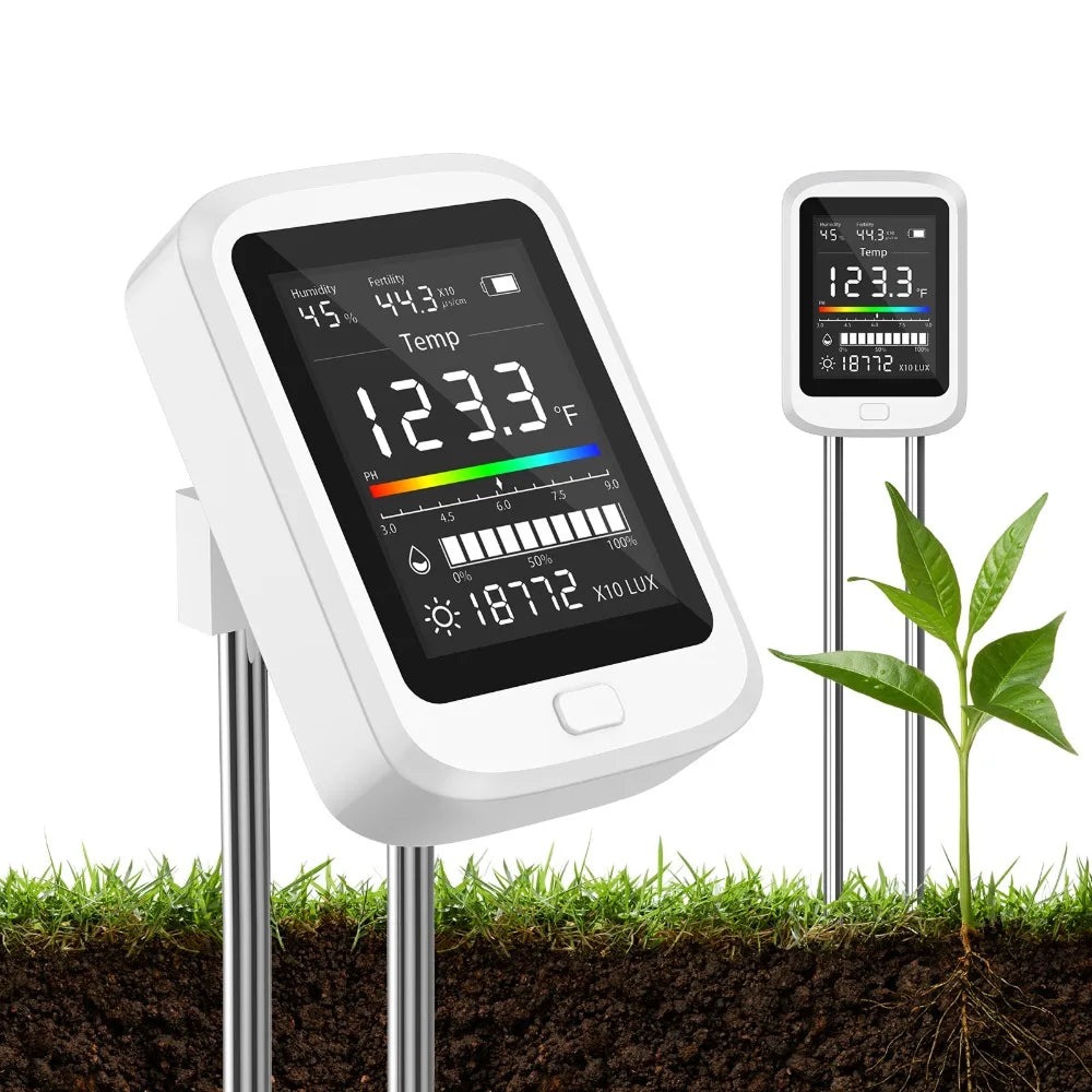 6-in-1 Digital Soil Tester pH Moisture Fertility Meter Rotatable HD