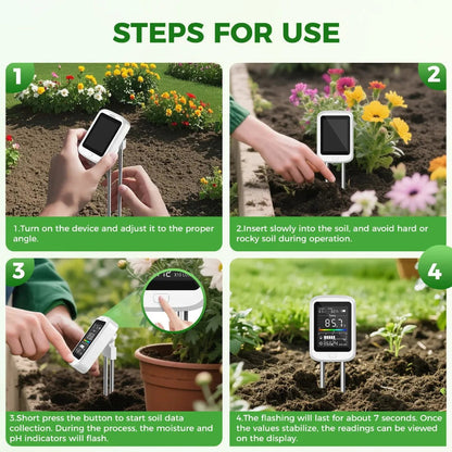 6-in-1 Digital Soil Tester pH Moisture Fertility Meter Rotatable HD