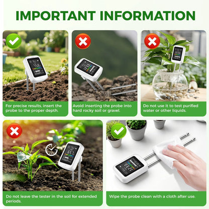 6-in-1 Digital Soil Tester pH Moisture Fertility Meter Rotatable HD