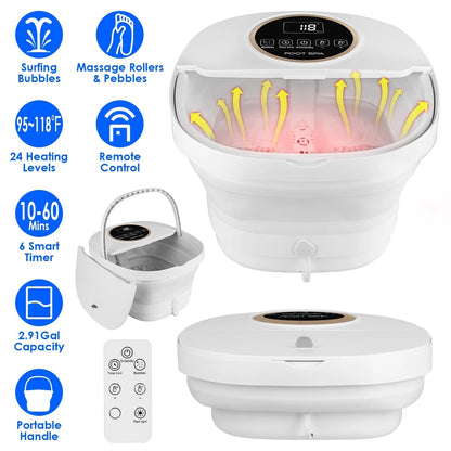 Foldable Foot Spa Massager with Heat Electric Pedicure Foot Bath Tub FotixBath