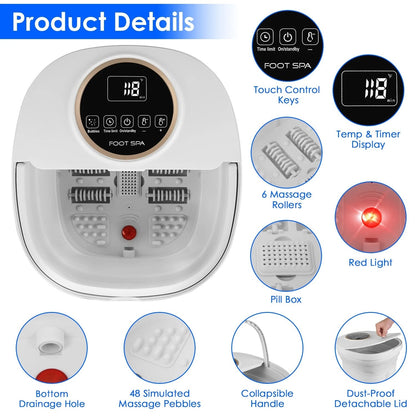 Foldable Foot Spa Massager with Heat Electric Pedicure Foot Bath Tub FotixBath