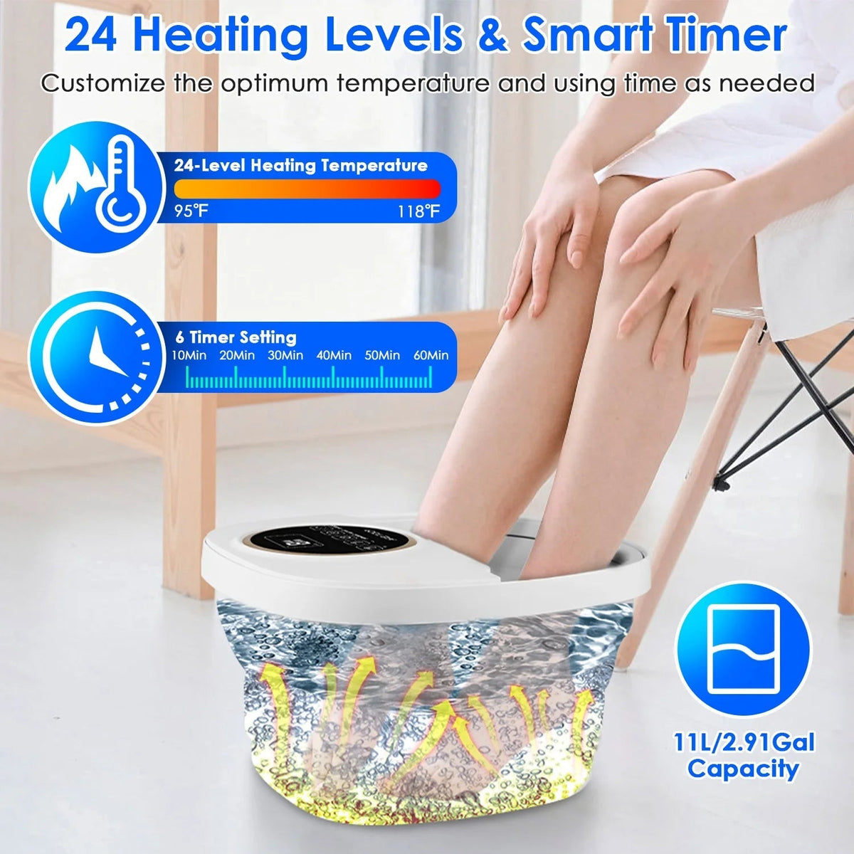 Foldable Foot Spa Massager with Heat Electric Pedicure Foot Bath Tub FotixBath