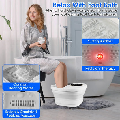 Foldable Foot Spa Massager with Heat Electric Pedicure Foot Bath Tub FotixBath