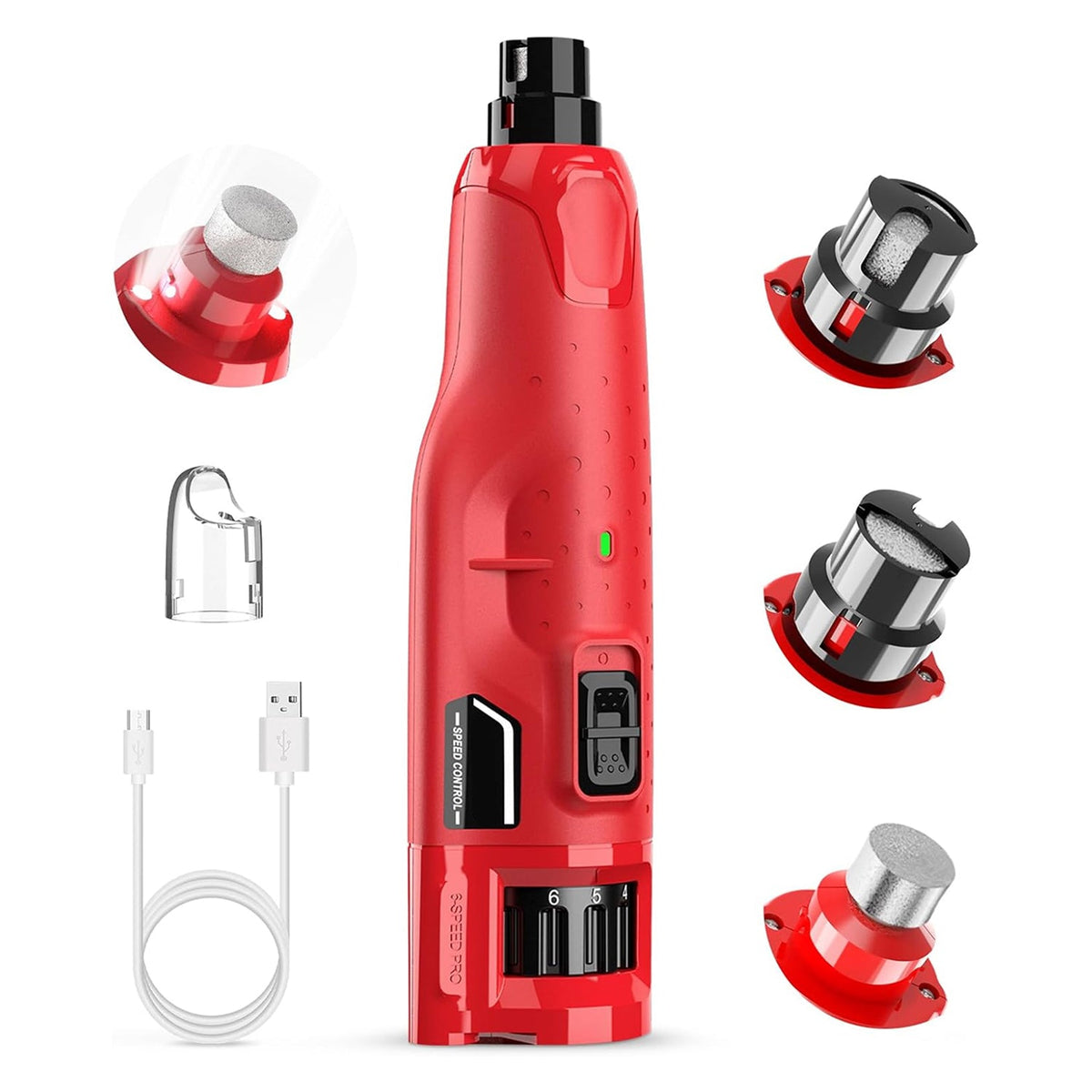 GrindyPex Dustproof Pet Nail Grinder with LED & 6-Speeds