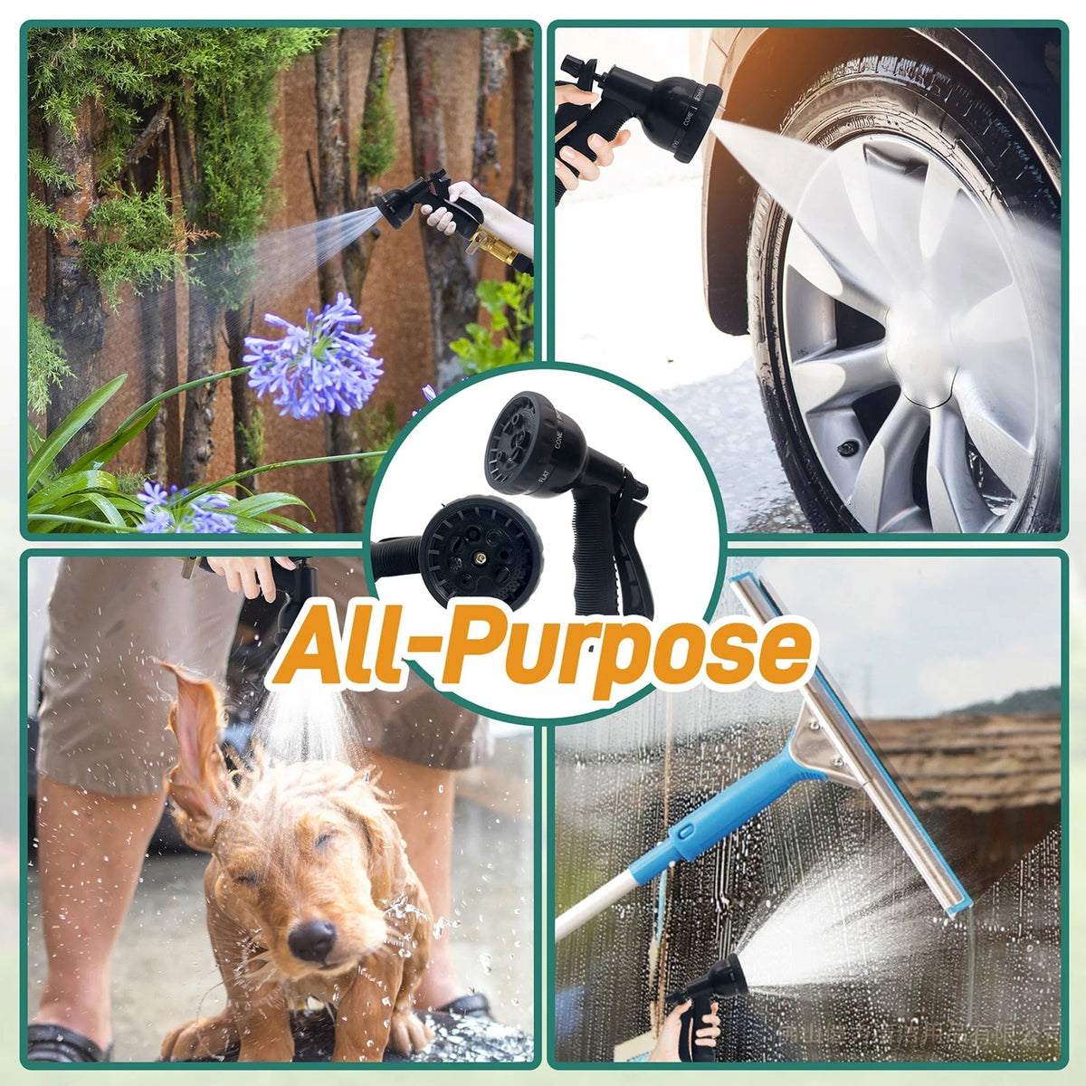 HosiExpi 100ft Expandable Garden Hose with 8-Pattern Nozzle