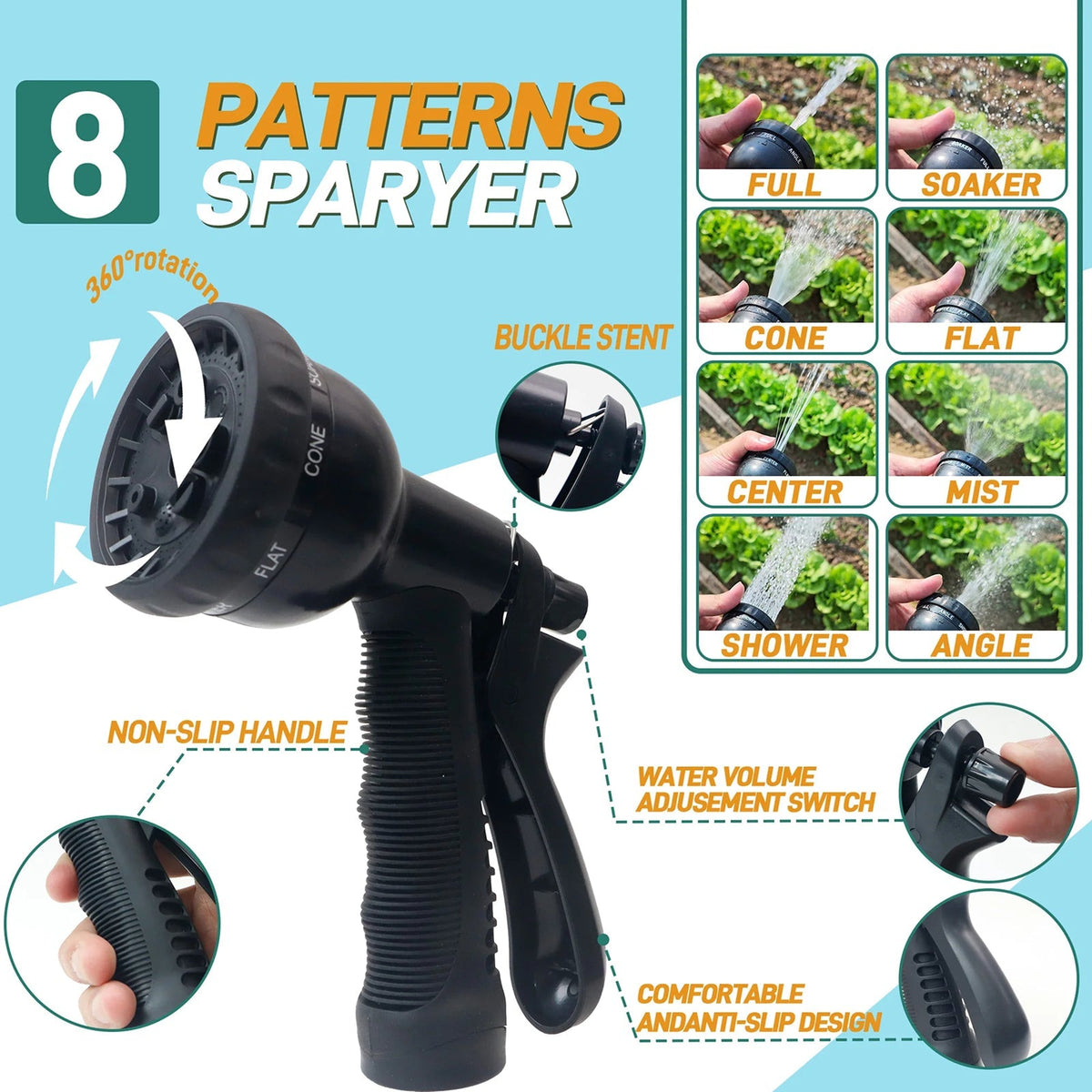 HosiExpi 100ft Expandable Garden Hose with 8-Pattern Nozzle