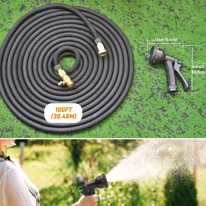 HosiExpi 100ft Expandable Garden Hose with 8-Pattern Nozzle