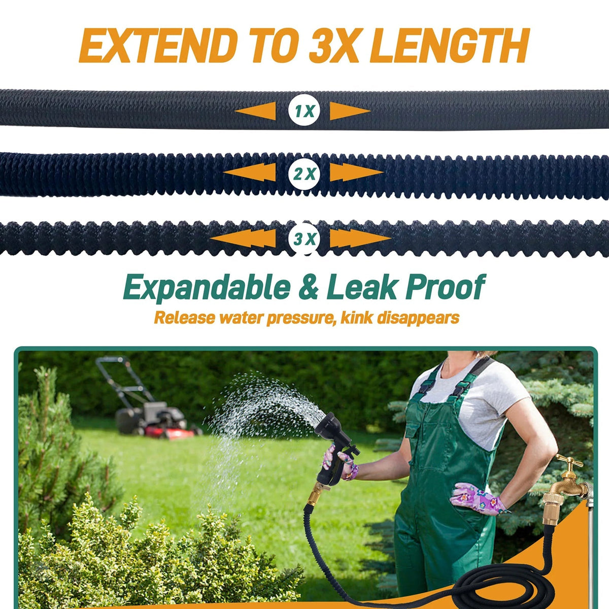 HosiExpi 100ft Expandable Garden Hose with 8-Pattern Nozzle