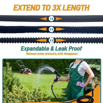 HosiExpi 100ft Expandable Garden Hose with 8-Pattern Nozzle