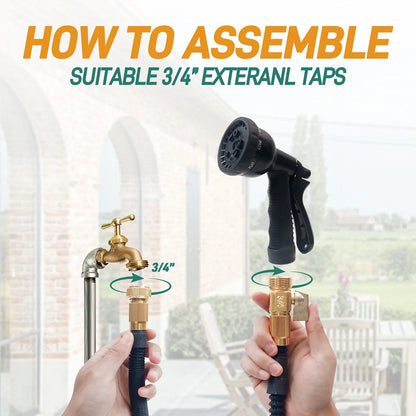 HosiExpi 100ft Expandable Garden Hose with 8-Pattern Nozzle
