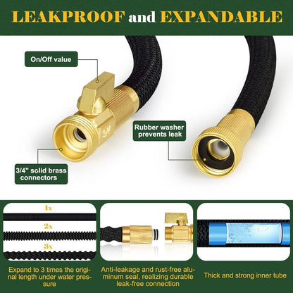 HosiExpi 100ft Expandable Garden Hose with 8-Pattern Nozzle