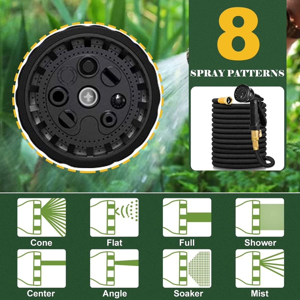HosiExpi 100ft Expandable Garden Hose with 8-Pattern Nozzle