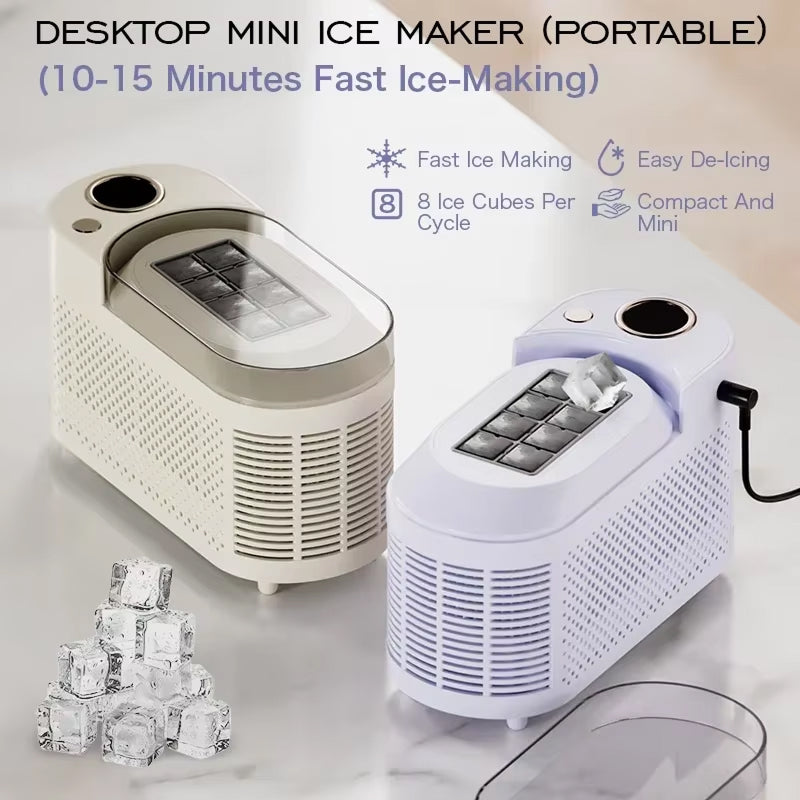 IcyBaxu Portable Ice Maker Triple Voltage 12V/110V/220V Compact Design
