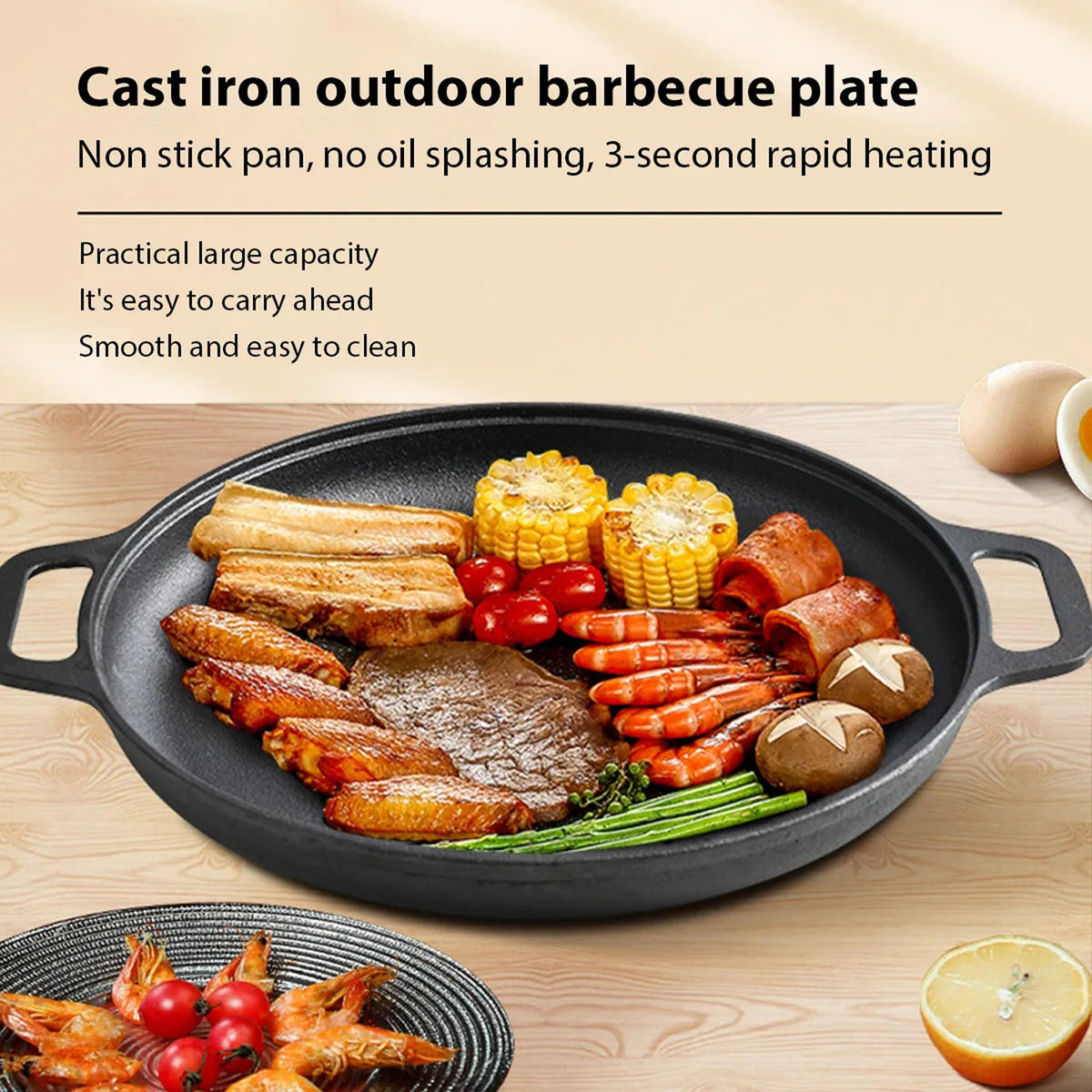 Ironissem Cast Iron Frying Pan - Pre-Seasoned Non-Stick Skillet