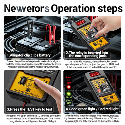 LamiWexi Automotive Relay Tester with Live Voltage Display