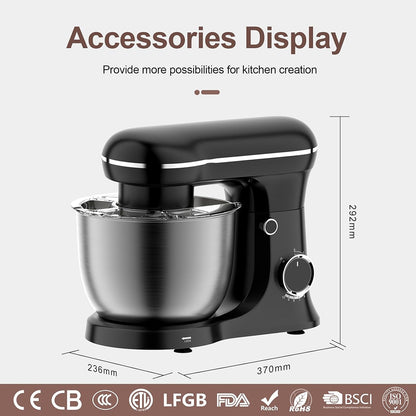 LoenVint 1500W Stand Mixer with 6QT Stainless Steel Bowl
