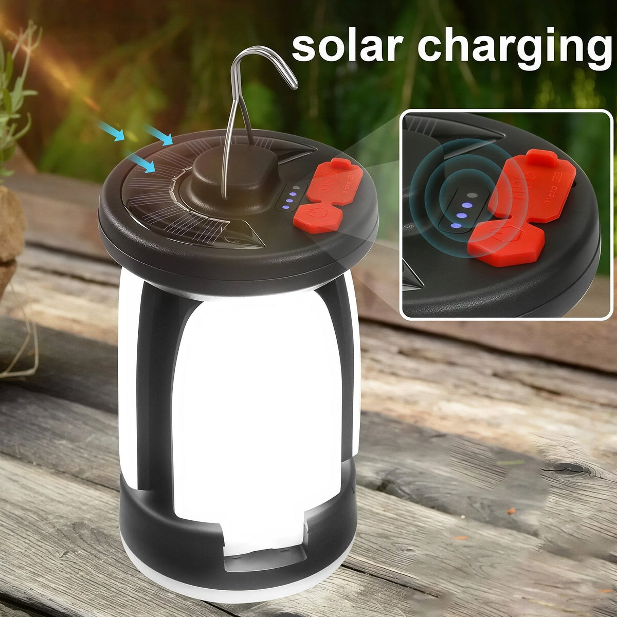 LomiFors Solar & USB Rechargeable Emergency Camping Lantern with Power Bank