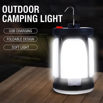LomiFors Solar & USB Rechargeable Emergency Camping Lantern with Power Bank