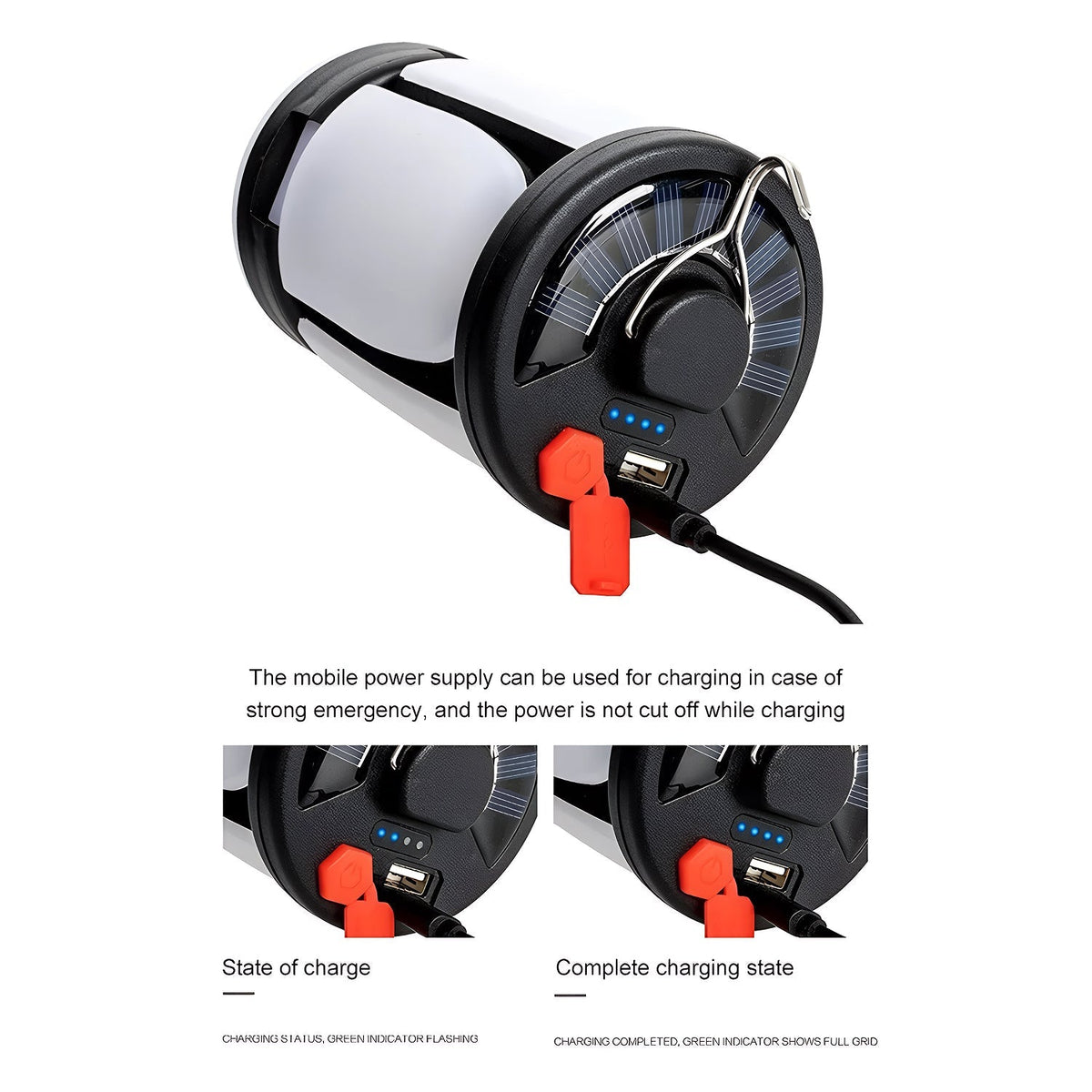 LomiFors Solar & USB Rechargeable Emergency Camping Lantern with Power Bank