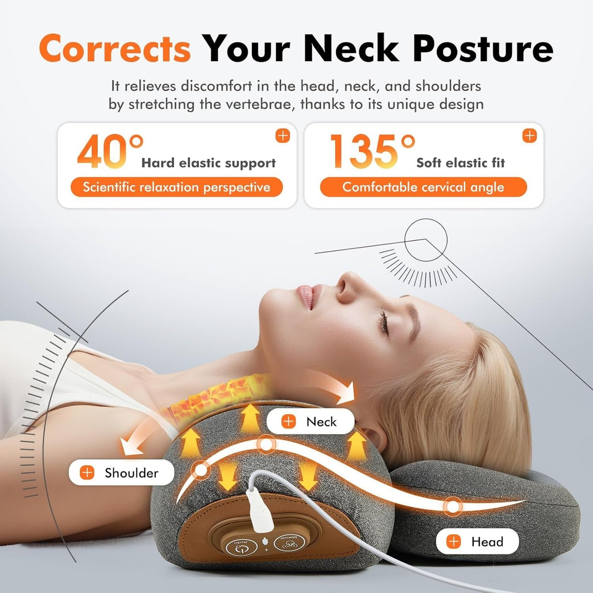 LupiSopix 3-in-1 Neck Massager Pillow for Posture Correction