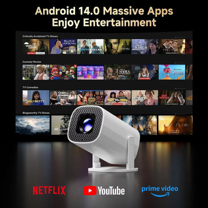 LuxinBeam Android 14.0 Smart Mini Projector with 270° Rotating Gimbal