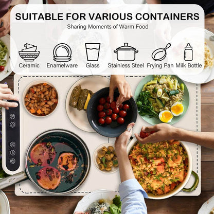 MealCobi Electric Food Warmer Mat 6 Temperature Settings 24-Hour Timer