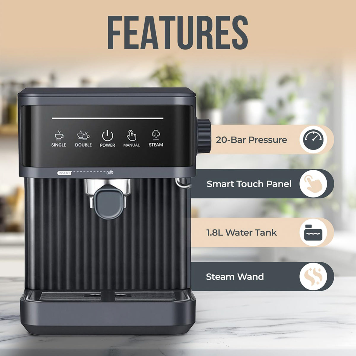 MelaZost 20-Bar Espresso Machine with Milk Frother