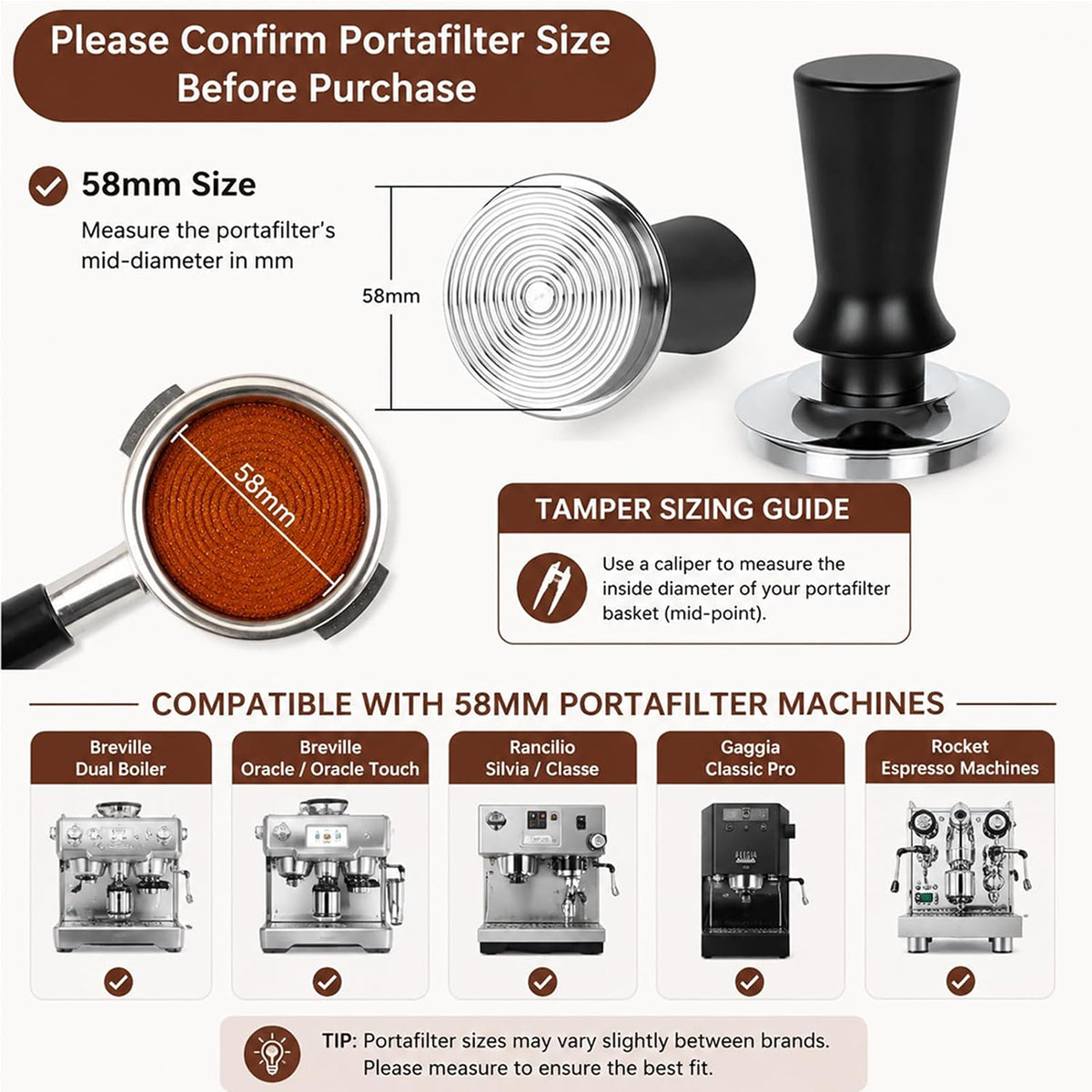 MerseHaus 53mm Calibrated Espresso Tamper with Ripple Base
