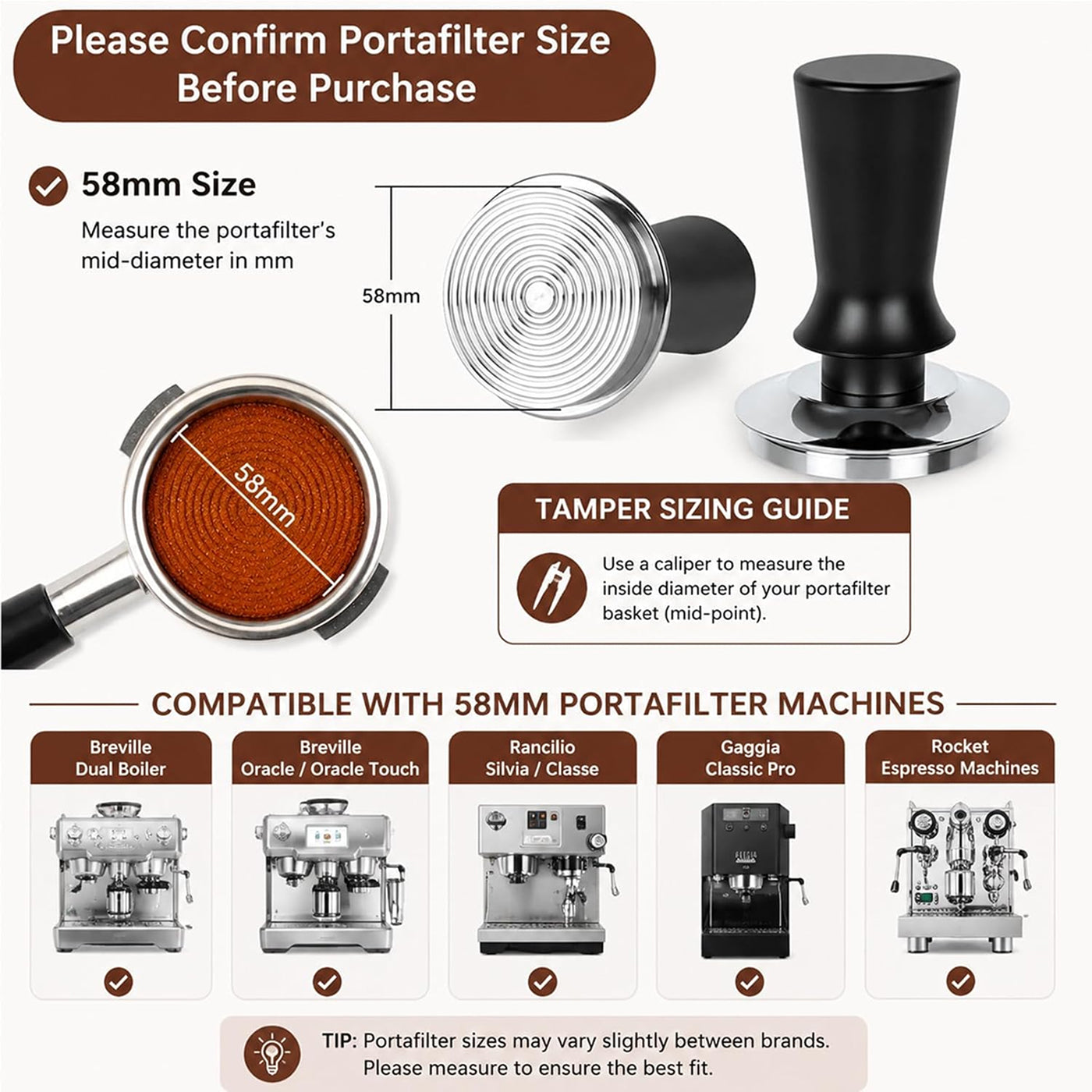 MerseHaus 53mm Calibrated Espresso Tamper with Ripple Base