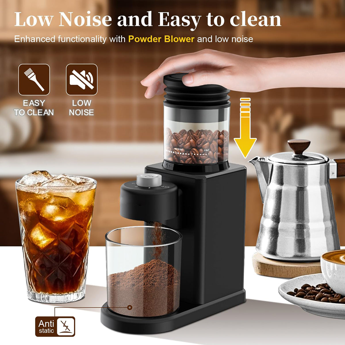 NeadGrint 25-Setting Conical Burr Coffee Grinder with LCD Touchscreen