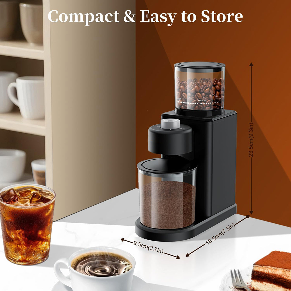 NeadGrint 25-Setting Conical Burr Coffee Grinder with LCD Touchscreen