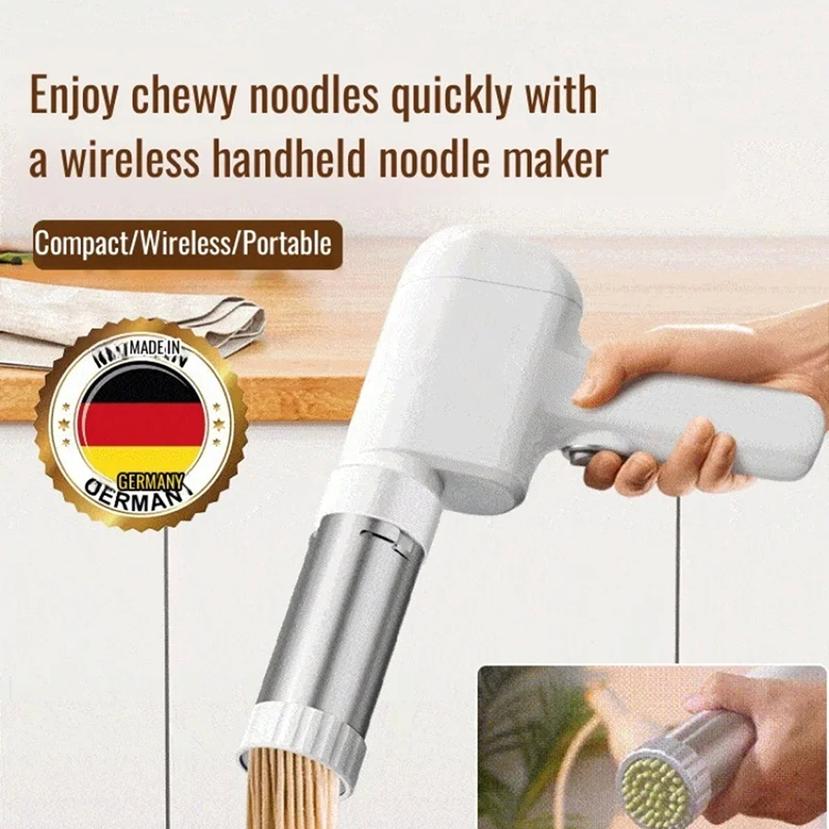 NoodiMeal Cordless Electric Handheld Noodle & Pasta Maker