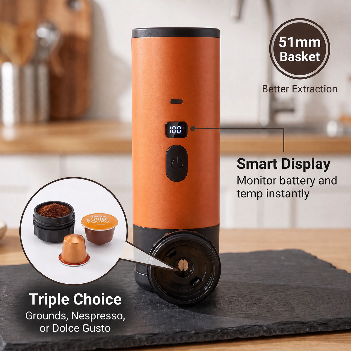 DreMilvo Wireless 15Bar Portable Coffee Machine