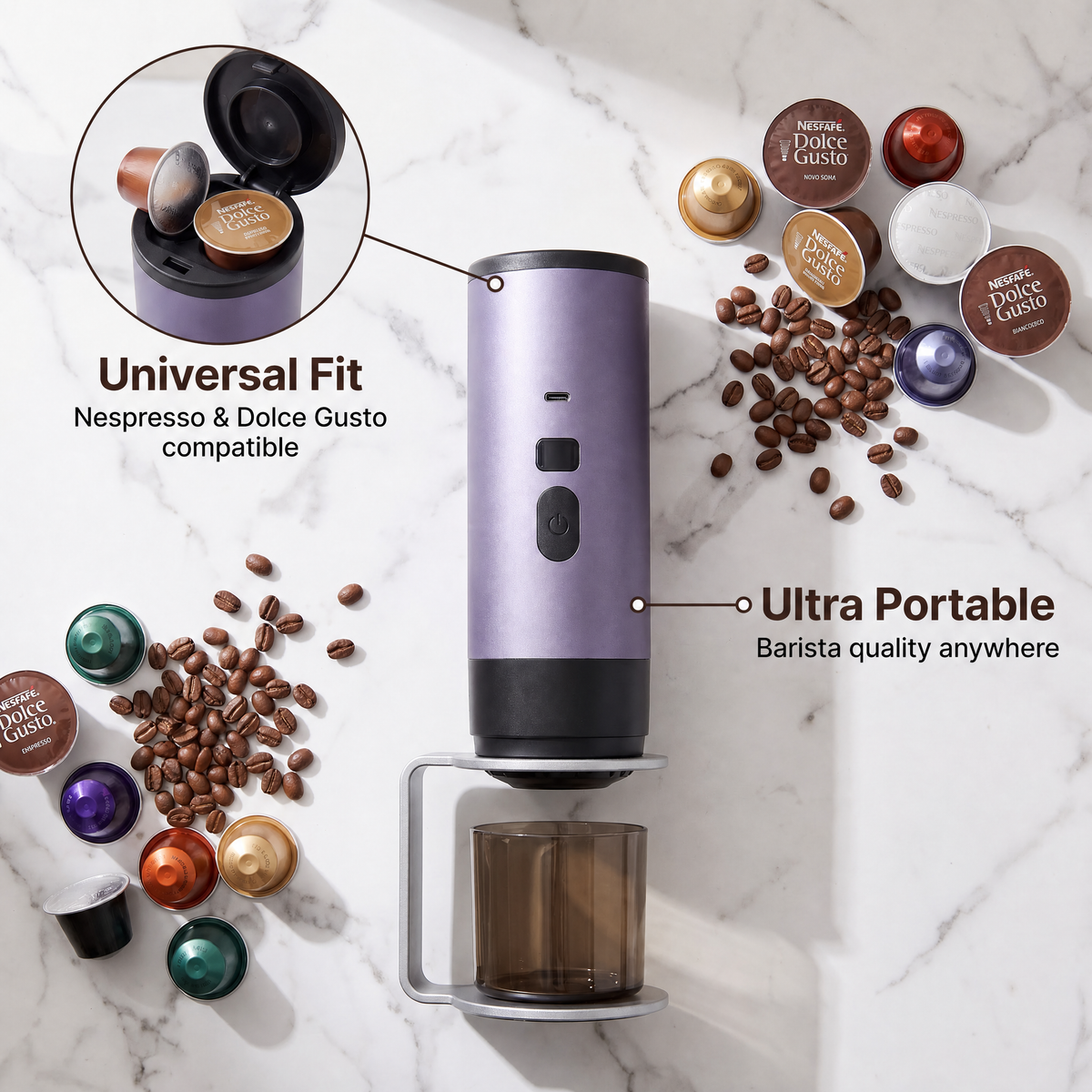 DreMilvo Wireless 15Bar Portable Coffee Machine