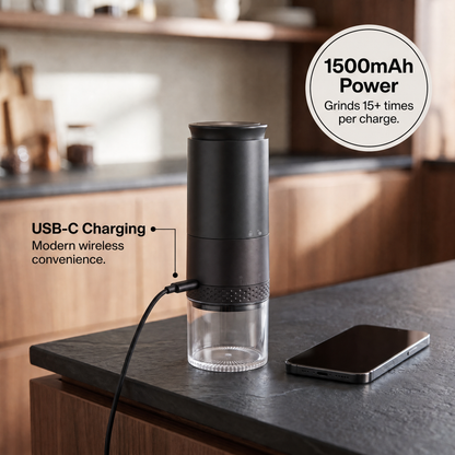 CoffGris Portable Electric Coffee Grinder with Ceramic Burr