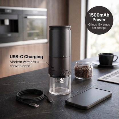 CoffGris Portable Electric Coffee Grinder with Ceramic Burr