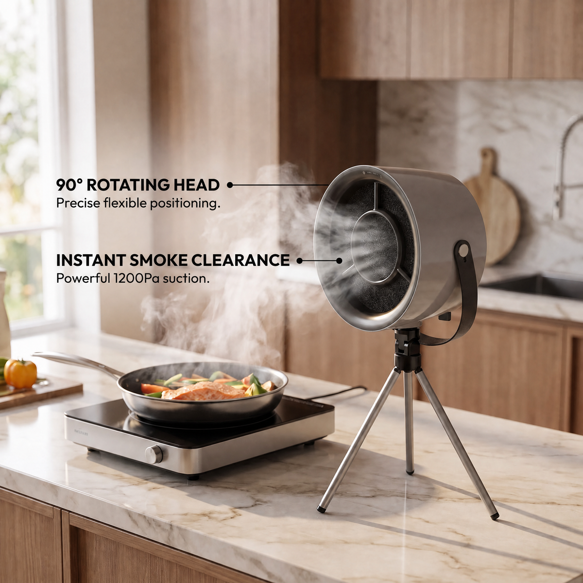 OffSmoki Desktop Range Hood - Portable Kitchen Extractor Fan