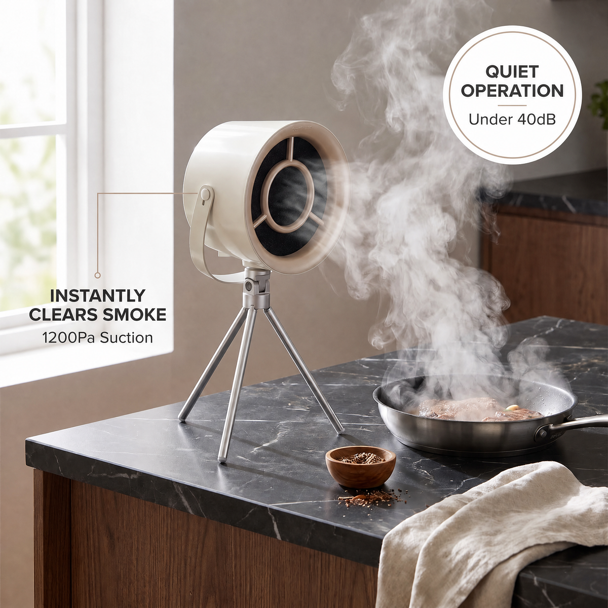 OffSmoki Desktop Range Hood - Portable Kitchen Extractor Fan