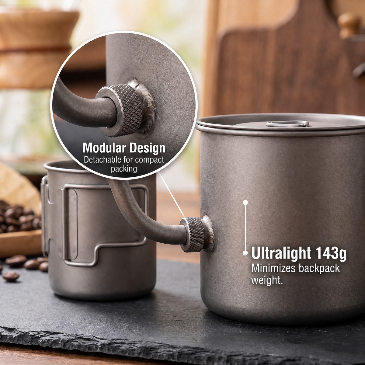 CaborWel Titanium Pour Over Kettle for Camping & Backpacking
