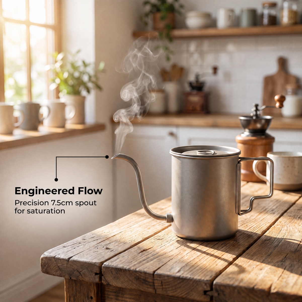 CaborWel Titanium Pour Over Kettle for Camping & Backpacking