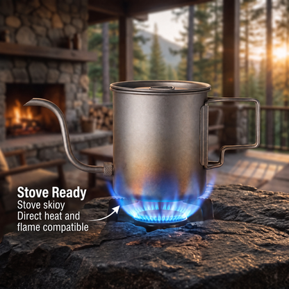 CaborWel Titanium Pour Over Kettle for Camping & Backpacking