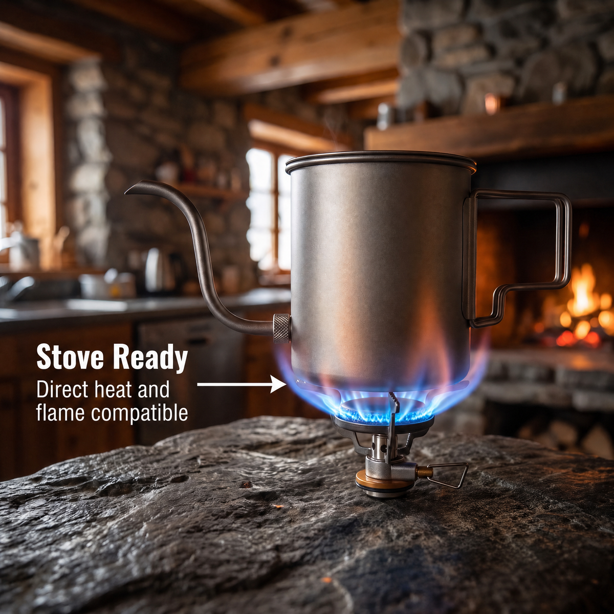 CaborWel Titanium Pour Over Kettle for Camping & Backpacking